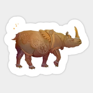 Warlike gold rhinoceros Sticker